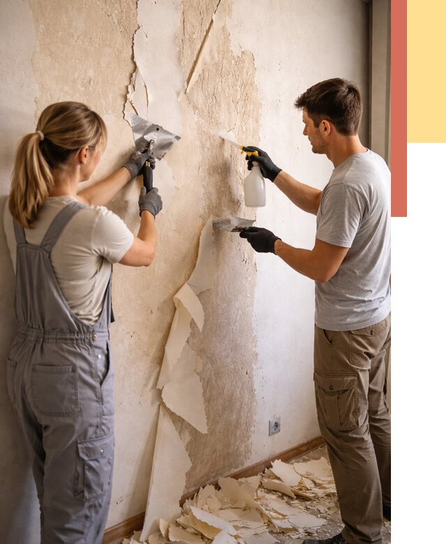 Снятие старых обоев в Лыткарино от 5378 руб. под ключ недорого | ОТДЕЛОЧНИК-Лтк