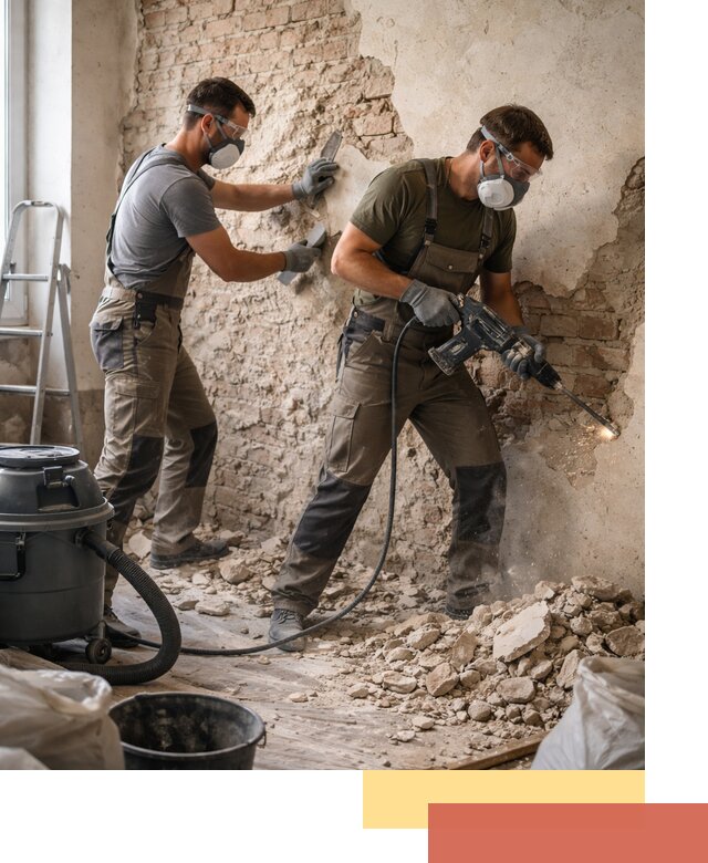 Демонтаж штукатурки со стен в Лыткарино быстро и аккуратно