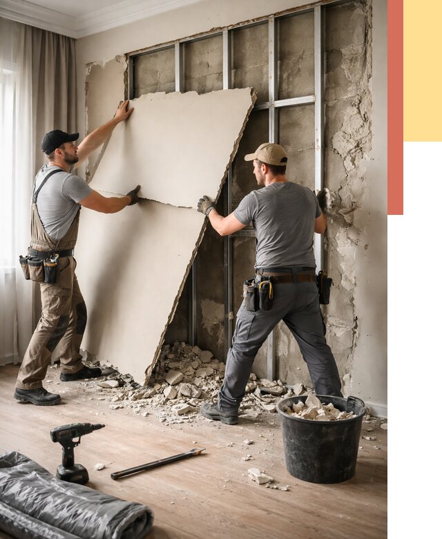 Демонтаж гипсокартона со стен в Лыткарино от 359 руб. — услуги демонтажа | ОТДЕЛОЧНИК-Лтк