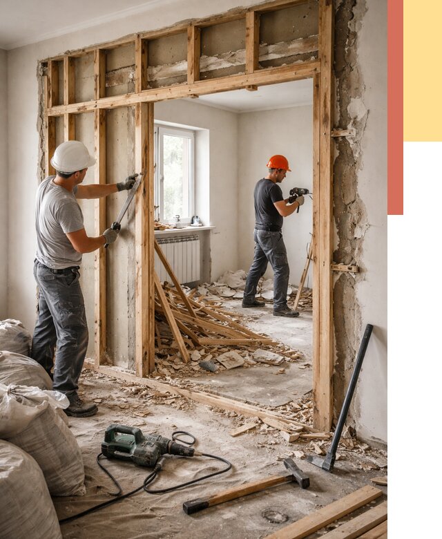 Демонтаж деревянных перегородок в Лыткарино от 3278 руб. — быстро и недорого | ОТДЕЛОЧНИК-Лтк