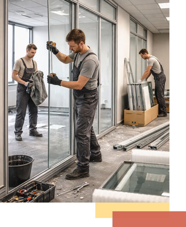 Демонтаж стеклянных перегородок в Лыткарино быстро и безопасно