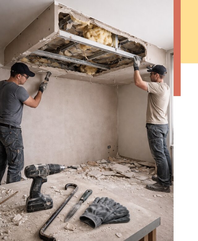 Демонтаж короба из гипсокартона в Лыткарино от 1557 руб. — быстро и недорого | ОТДЕЛОЧНИК-Лтк