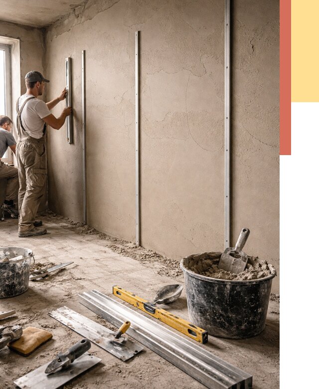 Штукатурка стен по маякам в Лыткарино от 5634 руб./м² — выравнивание под ключ | ОТДЕЛОЧНИК-Лтк