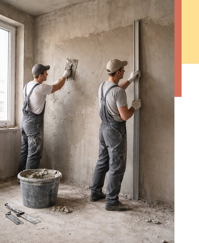 Штукатурка бетонных стен в Лыткарино от 4609 руб/м² — качественно и быстро | ОТДЕЛОЧНИК-Лтк