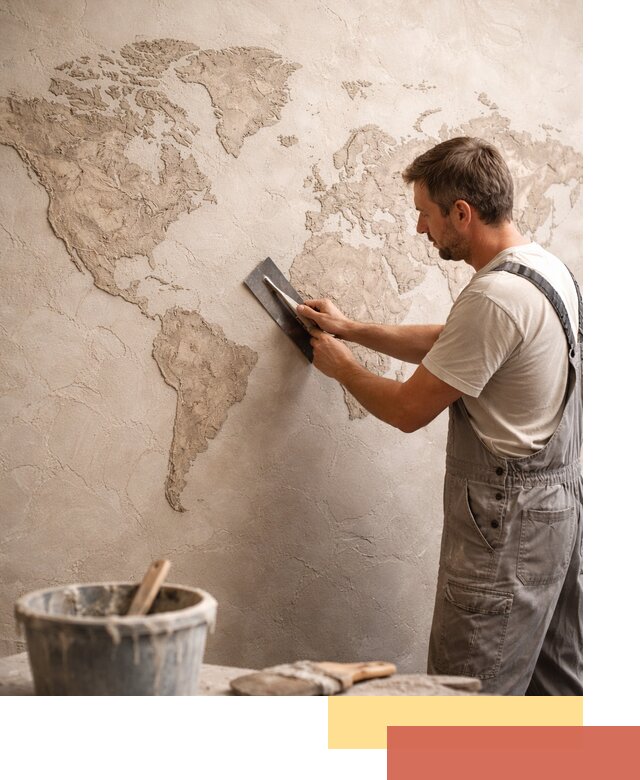 Декоративная штукатурка «Карта мира» под ключ в Лыткарино