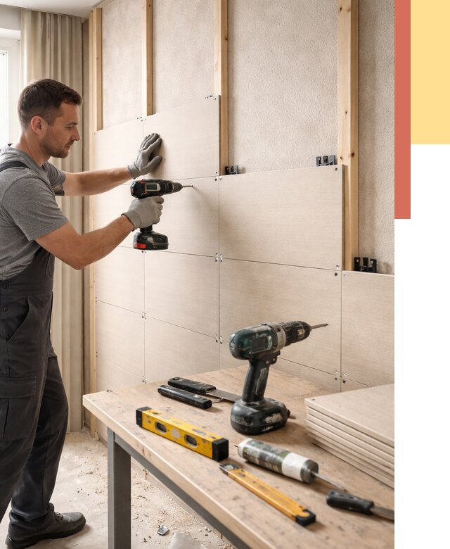 Монтаж МДФ панелей на стены в Лыткарино от 1280 руб. под ключ | ОТДЕЛОЧНИК-Лтк