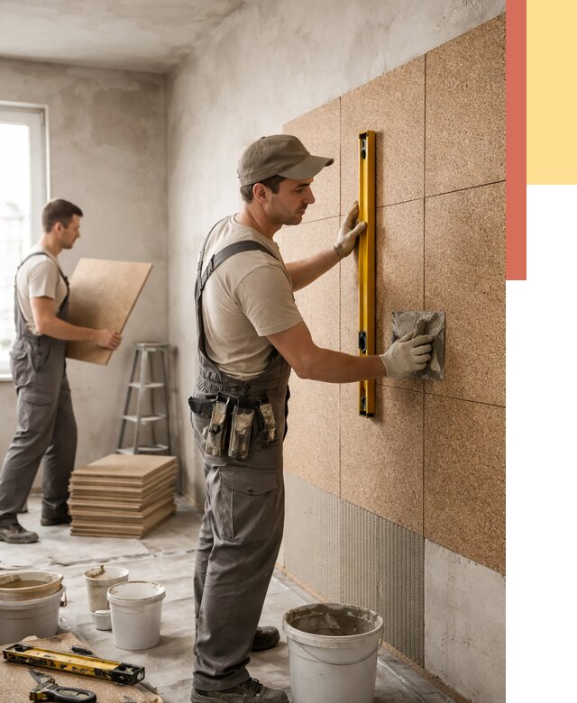 Монтаж пробковых панелей на стены в Лыткарино от 3585 руб. — ОТДЕЛОЧНИК-Лтк