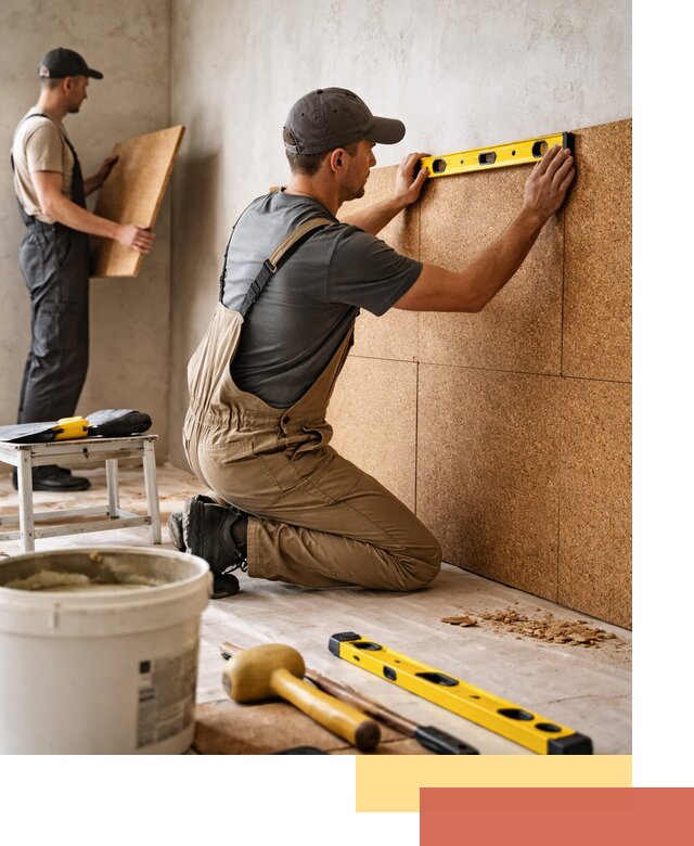 Монтаж пробковых панелей на стены в Лыткарино быстро и качественно