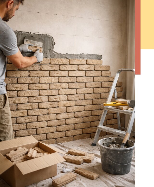 Монтаж декоративного кирпича в Лыткарино от 3278 руб./м² — быстро и недорого | ОТДЕЛОЧНИК-Лтк