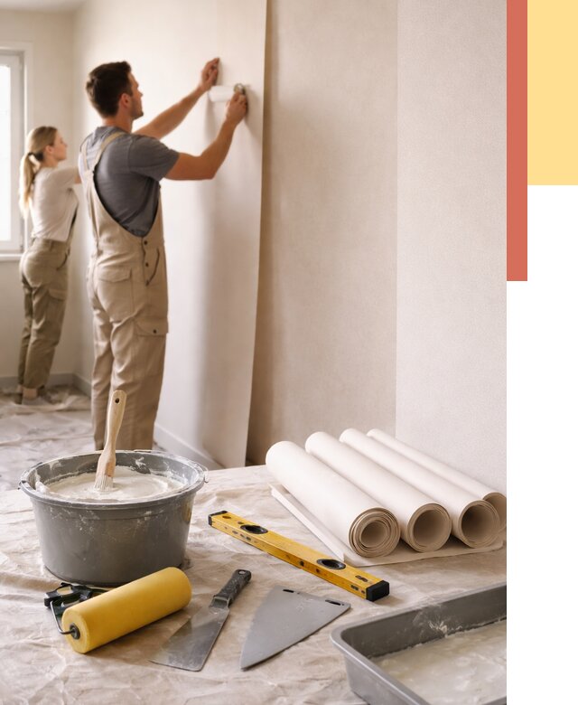 Поклейка бумажных обоев в Лыткарино от 5634 руб./м2 — быстро и недорого | ОТДЕЛОЧНИК-Лтк