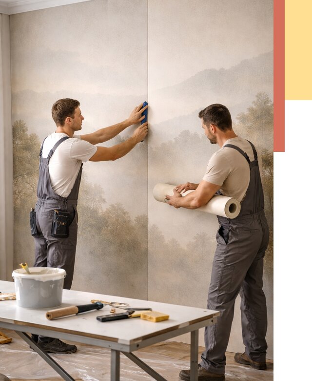 Поклейка фотообоев в Лыткарино от 8707 руб/м² — быстро и недорого | ОТДЕЛОЧНИК-Лтк