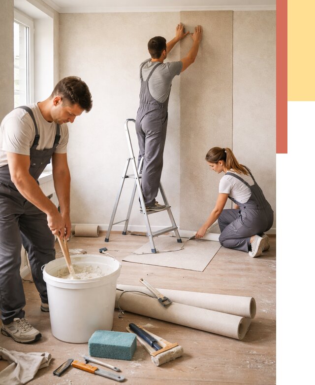 Оклейка стен обоями в Лыткарино от 3585 руб/м2 — быстро и недорого | ОТДЕЛОЧНИК-Лтк