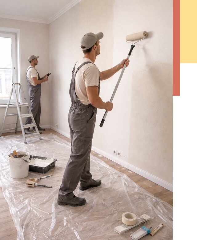 Покраска стен акриловой краской в Лыткарино от 3585 руб./м² — быстро и недорого | ОТДЕЛОЧНИК-Лтк