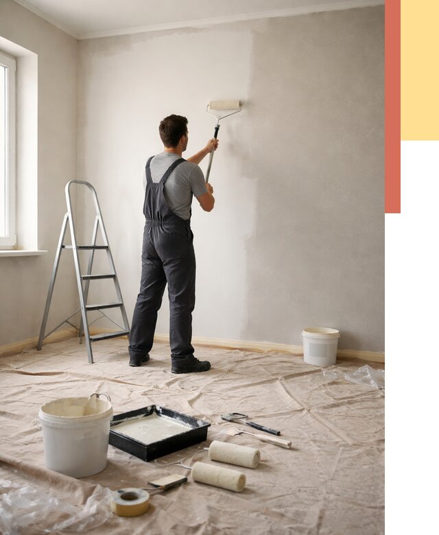 Покраска стен моющейся краской в Лыткарино от 359 руб./м² — быстро и недорого | ОТДЕЛОЧНИК-Лтк