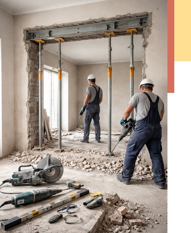 Прорезка проема в стене в Лыткарино от 4609 руб. — быстро и недорого | ОТДЕЛОЧНИК-Лтк