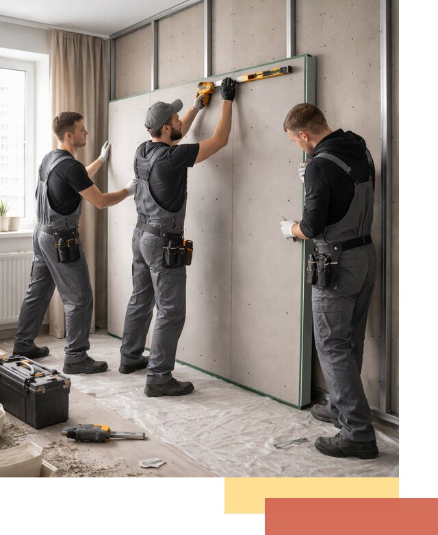 Шумоизоляция стен панелями ЗИПС в Лыткарино для жилых и коммерческих помещений