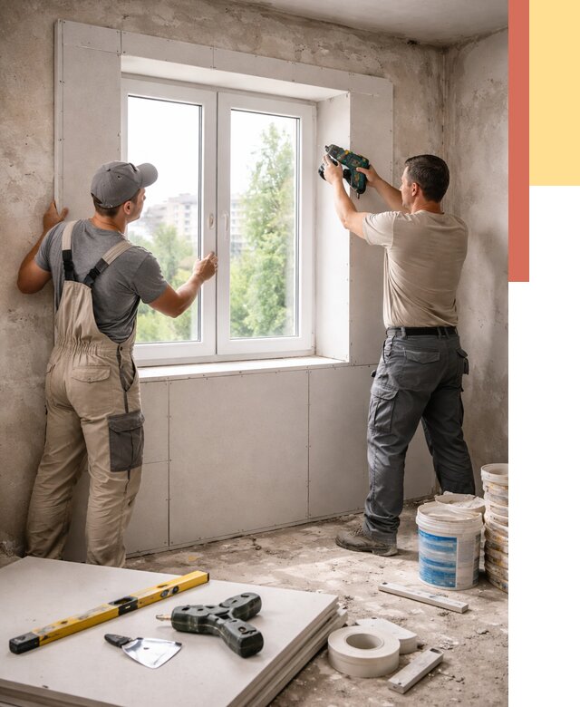 Монтаж откосов из гипсокартона в Лыткарино от 4609 руб. под ключ | ОТДЕЛОЧНИК-Лтк