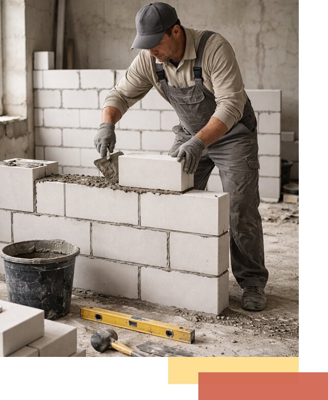 Кладка перегородок из силикатного блока в Лыткарино