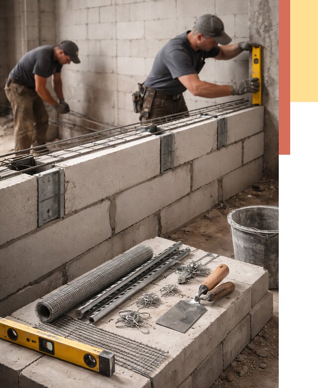 Армирование кладки перегородок в Лыткарино от 768 руб. под ключ | ОТДЕЛОЧНИК-Лтк
