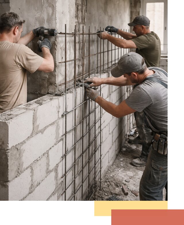 Армирование кладки перегородок в Лыткарино профессионально и надёжно