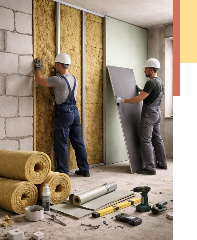 Шумоизоляция перегородок из блоков в Лыткарино от 1895 руб./м² — быстро и недорого | ОТДЕЛОЧНИК-Лтк