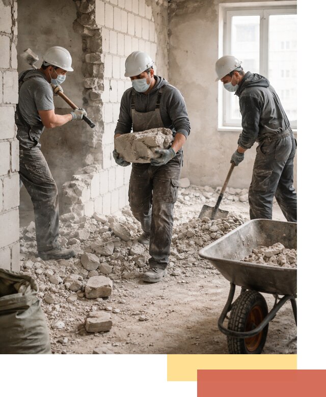 Демонтаж блочных перегородок в Лыткарино быстро и аккуратно