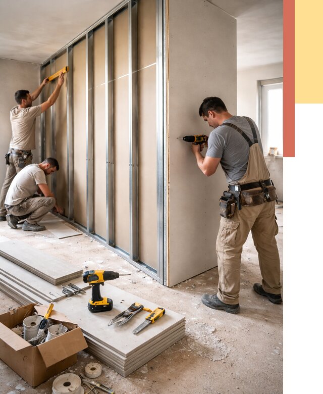 Монтаж однослойной перегородки из гипсокартона в Лыткарино от 666 руб. | ОТДЕЛОЧНИК-Лтк