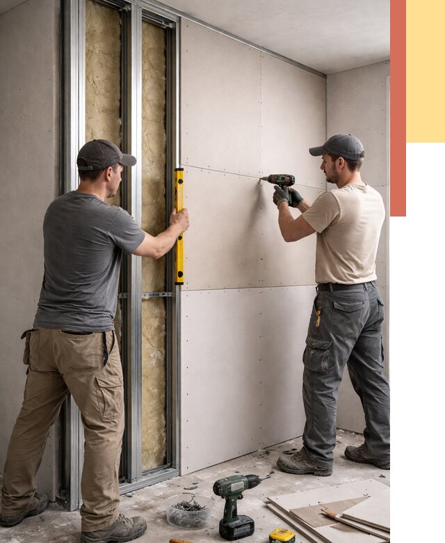 Монтаж двухслойной перегородки из гипсокартона в Лыткарино от 1485 руб. | ОТДЕЛОЧНИК-Лтк