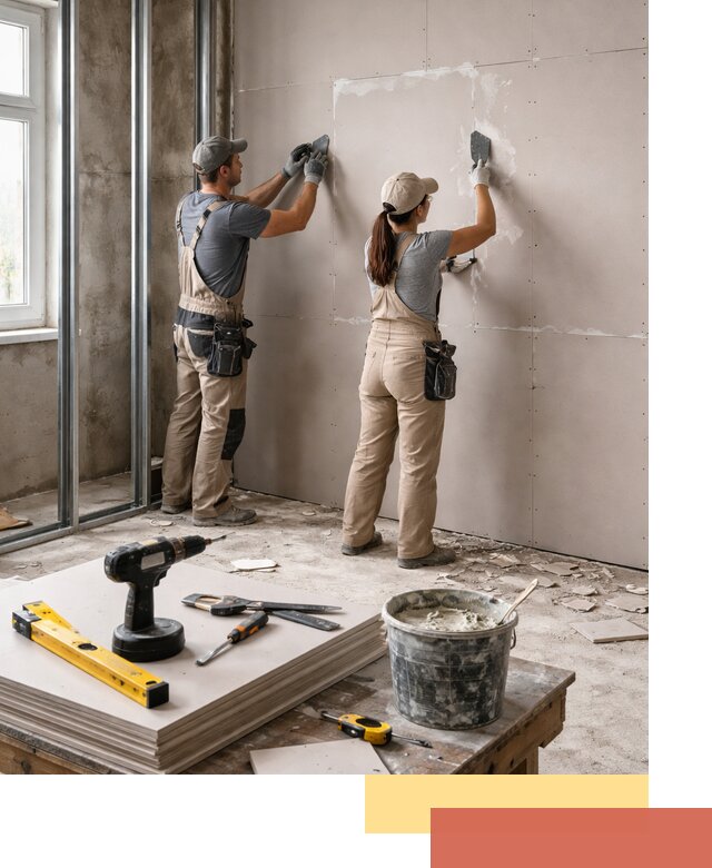 Монтаж двухслойной перегородки из гипсокартона в Лыткарино