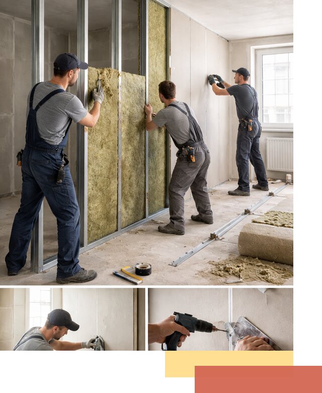 Перегородка из гипсокартона с шумоизоляцией в Лыткарино — монтаж под ключ