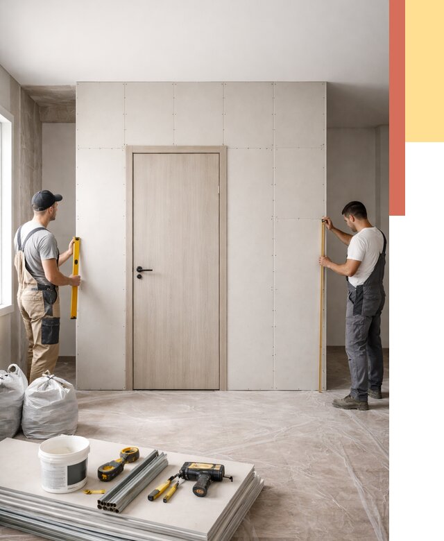 Перегородка из гипсокартона с дверью в Лыткарино от 4609 руб. под ключ | ОТДЕЛОЧНИК-Лтк