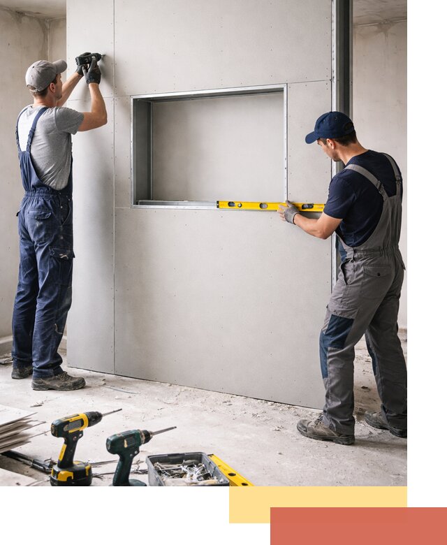 Перегородка из гипсокартона с нишей под декор в Лыткарино