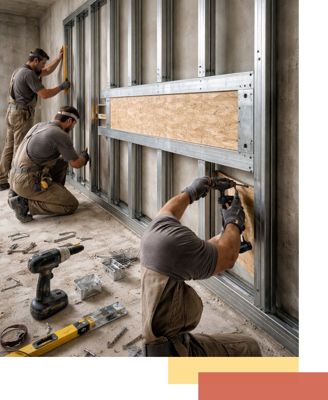 Усиленная перегородка для крепления тяжёлых конструкций в Лыткарино