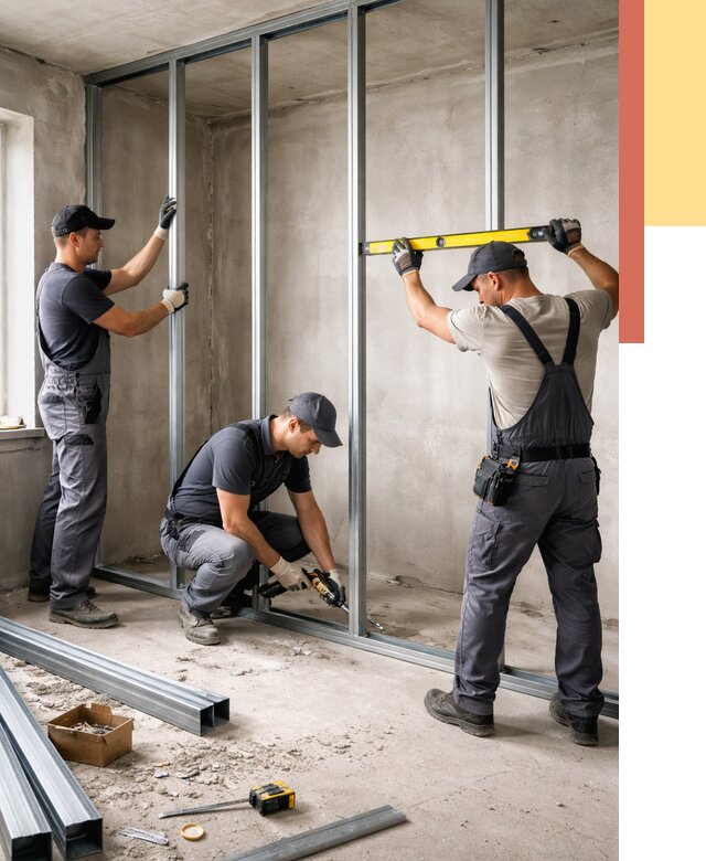 Монтаж каркаса перегородки из профиля в Лыткарино от 768 руб. | ОТДЕЛОЧНИК-Лтк