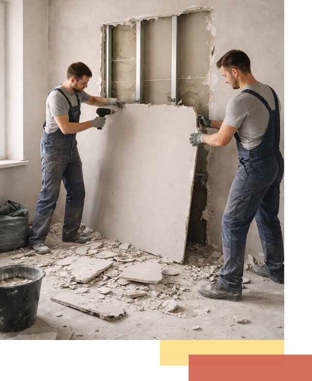 Демонтаж перегородки из гипсокартона в Лыткарино быстрый и аккуратный