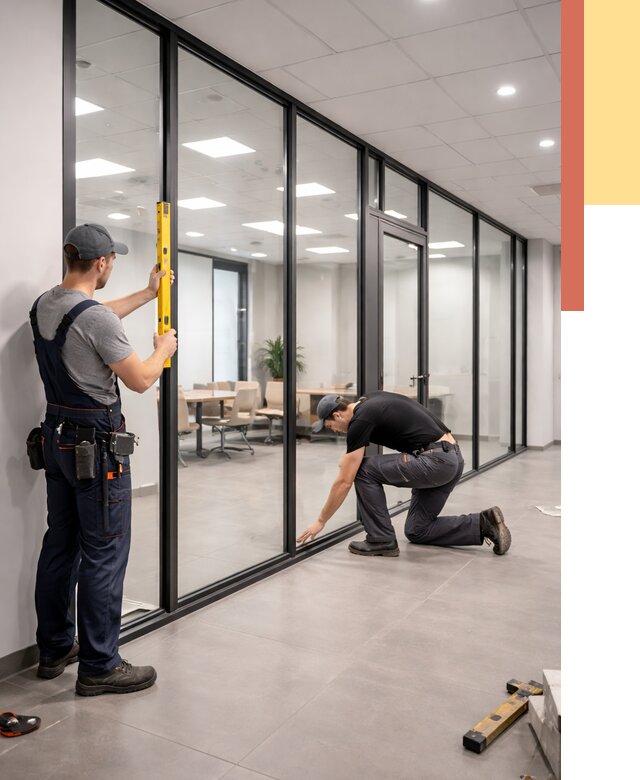 Каркасные стеклянные перегородки в Лыткарино под ключ от 9424 руб. | ОТДЕЛОЧНИК-Лтк