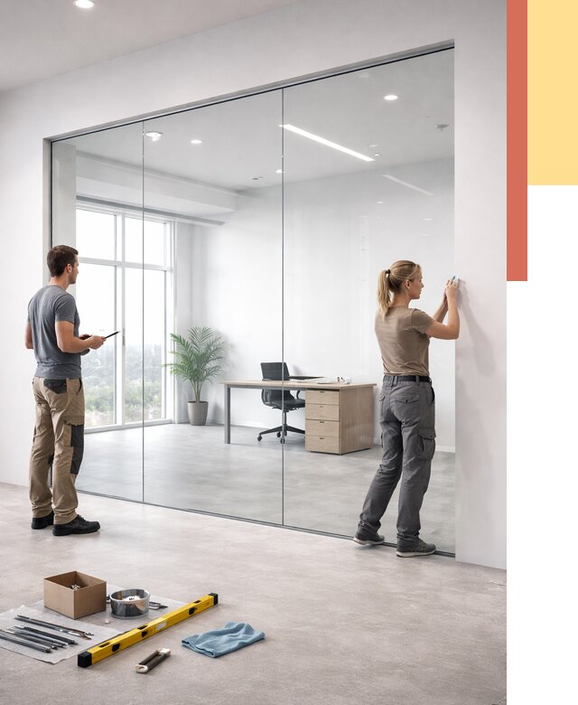 Перегородки из закаленного стекла в Лыткарино от 9731 руб. под ключ | ОТДЕЛОЧНИК-Лтк