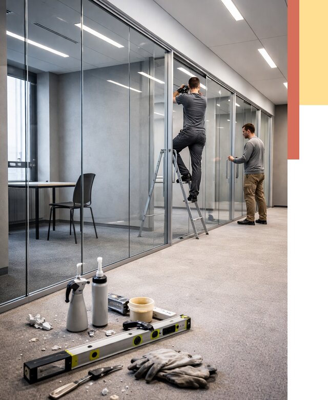 Стеклянные офисные перегородки в Лыткарино от 8707 руб. — монтаж и установка | ОТДЕЛОЧНИК-Лтк