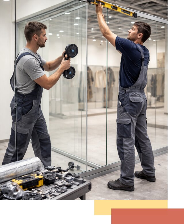 Стеклянные перегородки для магазинов в Лыткарино — монтаж и установка