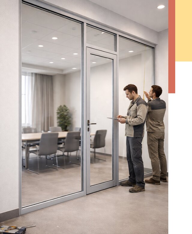 Установка и монтаж алюминиевых перегородок со стеклом в Лыткарино от 8399 руб. | ОТДЕЛОЧНИК-Лтк