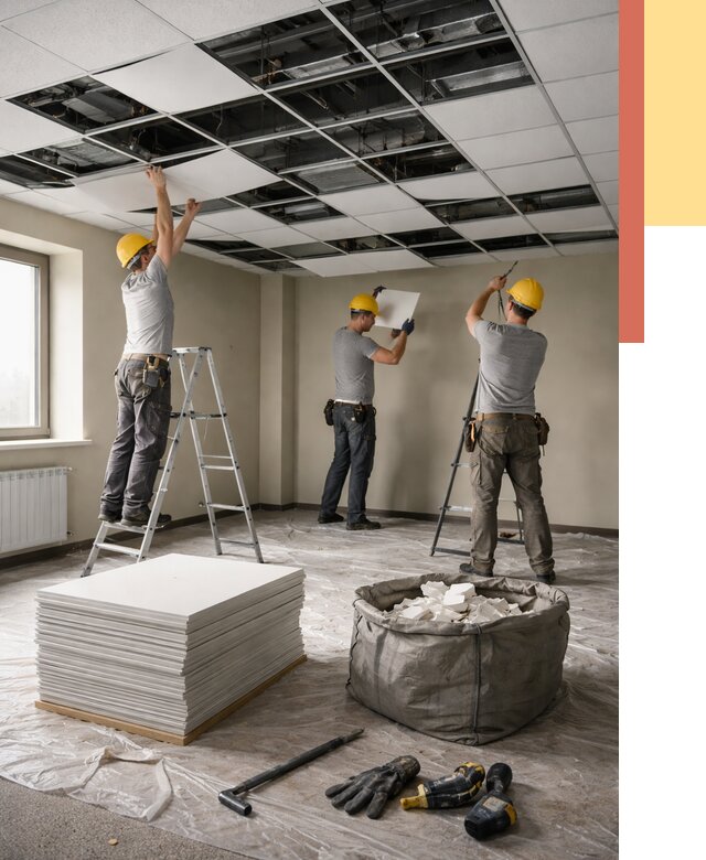 Демонтаж потолка Армстронг в Лыткарино от 4609 руб. быстро и недорого | ОТДЕЛОЧНИК-Лтк