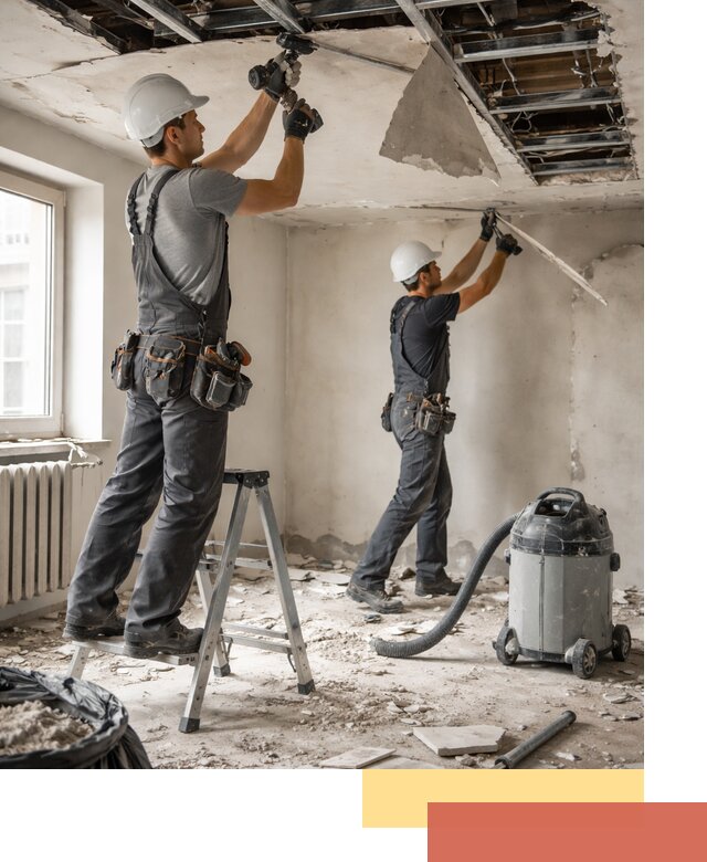 Демонтаж гипсокартонного потолка в Лыткарино быстро и аккуратно