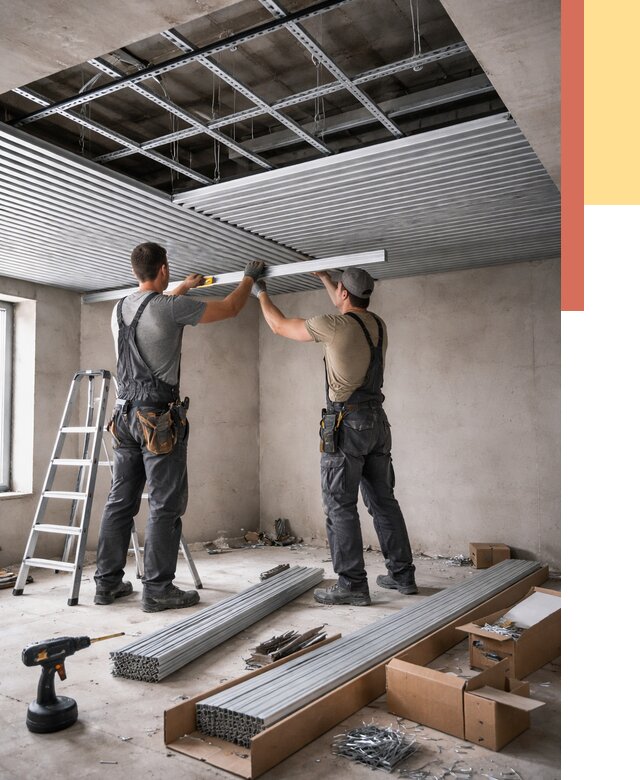 Монтаж реечного потолка в Лыткарино от 4609 руб. под ключ | ОТДЕЛОЧНИК-Лтк