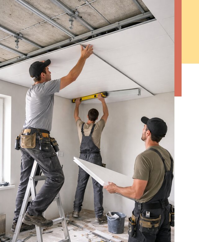 Монтаж потолка из ПВХ панелей в Лыткарино от 3585 руб./м2 — быстро и недорого | ОТДЕЛОЧНИК-Лтк