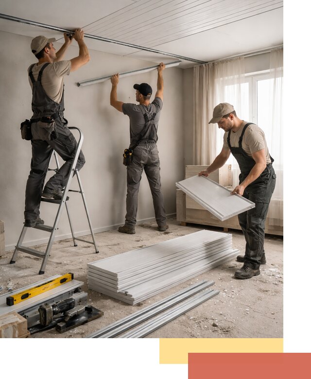 Монтаж потолка из ПВХ панелей в Лыткарино оперативно и качественно