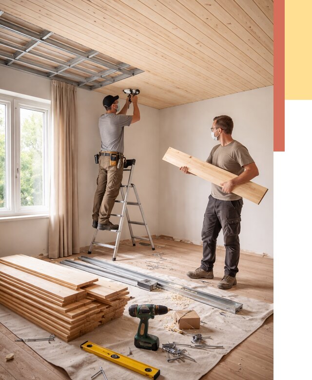 Монтаж потолка из вагонки в Лыткарино от 6658 руб. | Быстро и недорого — ОТДЕЛОЧНИК-Лтк