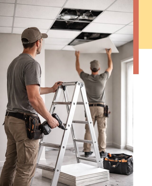 Обслуживание подвесного потолка в Лыткарино от 3585 руб. — быстро и недорого | ОТДЕЛОЧНИК-Лтк