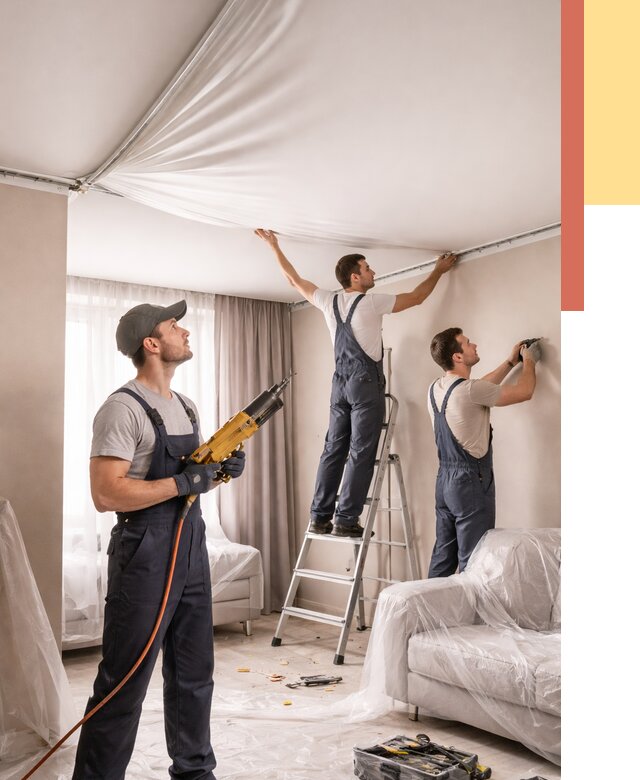 Установка натяжного потолка в Лыткарино от 4609 руб. | Быстро и недорого — ОТДЕЛОЧНИК-Лтк