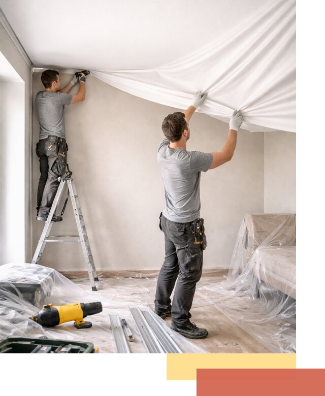 Монтаж тканевого натяжного потолка в Лыткарино недорого и быстро