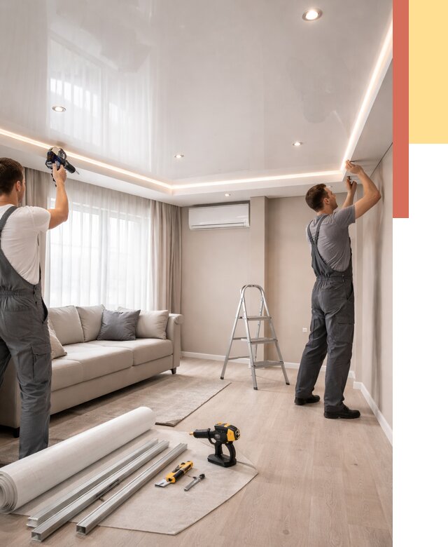 Монтаж глянцевого натяжного потолка в Лыткарино от 768 руб. под ключ | ОТДЕЛОЧНИК-Лтк